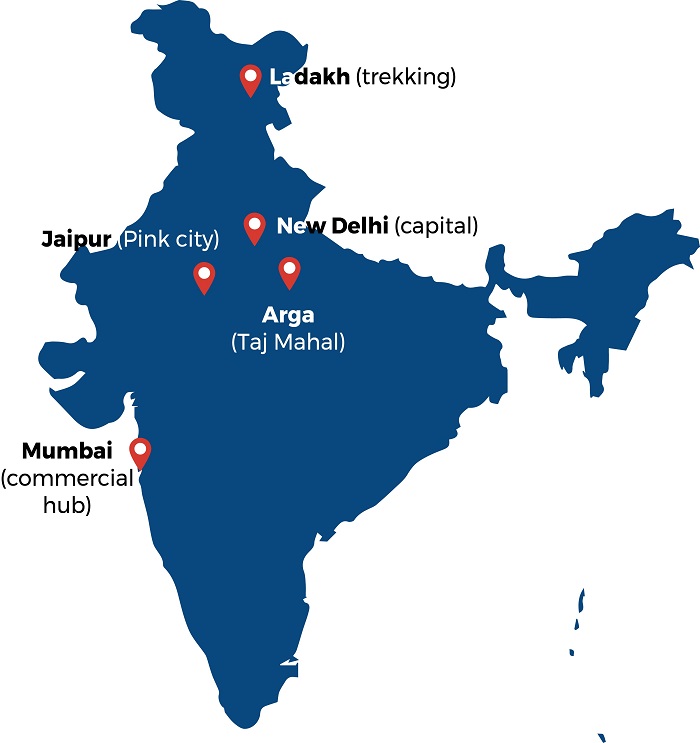 Top những khu vực nổi tiếng tại Ấn Độ trên bản đồ